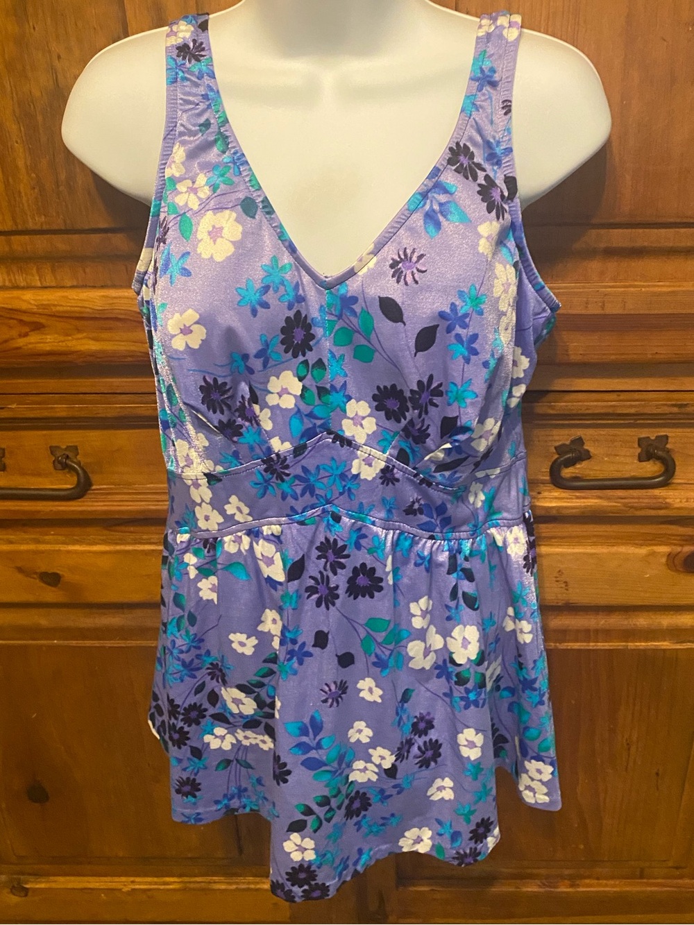 Vintage 80s Maxine of Hollywood Floral
Swimdress One Piece Plus Size 20W USA